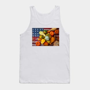 Autumn Basket On American Flag Tank Top